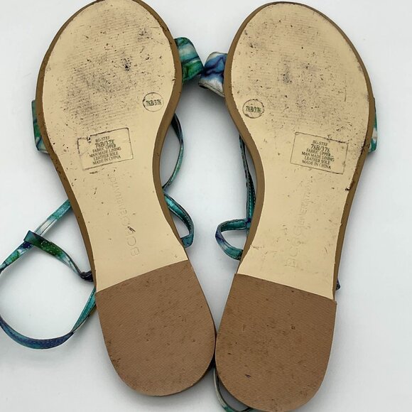 BCBGeneration Multi Colored Watercolor Strappy Flat Buckle Bow Sandals 7.5B - Picture 4 of 4